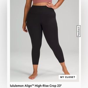 Lululemon Align high rise crop 23” black leggings, very good condition